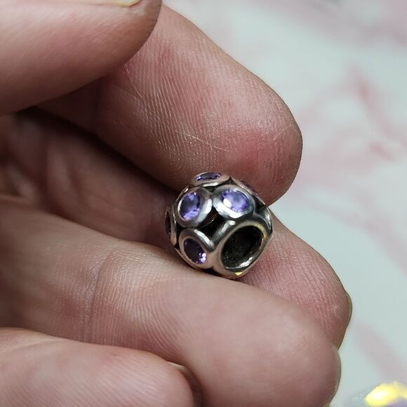 Authentic Pandora Retired Vintage Rare Purple Cz GUC - Picture 4 of 4